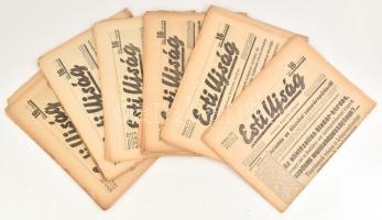 1944 Esti Ujság 17 száma.(1944 júniusi és júliusi számok.) Főszerkesztő: Rajniss Ferenc (később a Szálasi-kormányban vallás és közoktatásügyi miniszter.) Változó állapotban, közte 1 hiányos számmal.