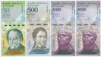 Venezuela 2012. 50B + 2016. 1000B (2x, sorszámkövetők) + 2017. 500B T:I-III Venezuela 2012. 50 Bolívares + 2016. 1000 Bolívares (2x, sequential serials) + 2017. 500 Bolívares C:UNC-F