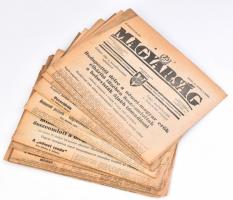 1944 Magyarság 12 száma (1944. nov.-dec.) A Magyar Nemzetiszocialista Mozgalom napilapja, Szerk.: Hubay Kálmán. Közte szakadt, foltos, sérült is. + 1 hiányos számmal.