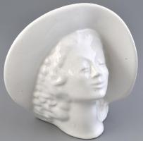 Art deco női fej formájú kerámia váza. Jelzett, kopásokkal. M: 24 cm