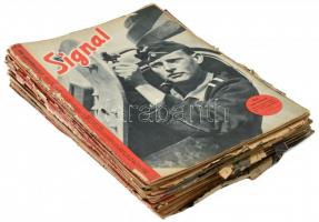 1941-1944 Signal propaganda folyóirat kb. kb. 20 száma, közte 3-4 német nyelvűvel is. Benne nagyon gazdag képanyaggal. Változó, nagyrészt szakadozott, rossz állapotban.