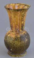 Zománcozott kerámia váza, sérülésekkel, m: 18 cm