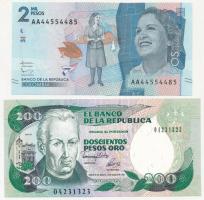 Kolumbia 1992. 200P + 2015. 2000PT:I  Colombia 1992. 200 Pesos + 2015. 2000 Pesos C:UNC  Krause P#429, P#458