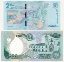Kolumbia 1992. 200P + 2015. 2000PT:I 
Colombia 1992. 200 Pesos + 2015. 2000 Pesos C:UNC 
Krause P#...