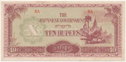 Burma / Japán megszállás 1942-1944. 10R T:I- fo. Burma / Japanese occupation 1942-1944. 10 Rupees C:AU spotted Krause P#16