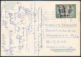 1979 A magyar férfi kézilabda válogatott tagjai által küldött képeslap autográf aláírásaikkal: Bartalos Béla, Süvöltős Mihály, stb.