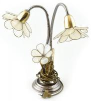 Virág formájú asztali lámpa, működik, sérülésekkel. m: 38cm