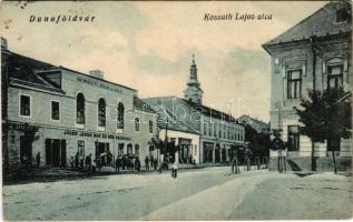1928 Dunaföldvár, Kossuth Lajos utca, Nemzeti Szálloda, Jáger János bor és sörcsarnoka, Janesch üzlete. Somló Manó kiadása (Rb)