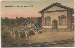1918 Salgótarján, Somlyói vasbeton híd. Vasúti levelezőlapárusítás (Rb)