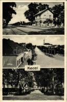 1936 Kecel, Vasútállomás, vonat, látkép, sétány. Szabolcs Testvérek kiadása (szakadás / tear)