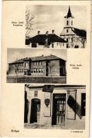 1939 Bátya, Római katolikus templom és iskola, utca, dohányáruda (EK)