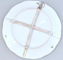 Herendi indiai kosár fantázia mintás lapos tányér. Kézzel festett, jelzett, hibátlan. d: 25 cm Fém f...