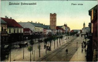 1909 Debrecen, Piac utca, szálloda, üzletek, városi vasút, kisvasút