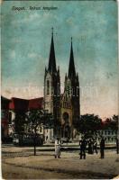 1916 Szeged, Rókusi templom, villamos (kopott sarkak / worn corners)