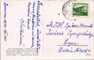 1953 Balatonszemes, Szemes; OTI üdülő. Hátoldalon Rákosi Mátyás idézet