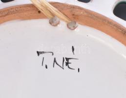 Jelzett, népies áttört fali tányér. Kézzel festett, hibátlan. d: 30 cm