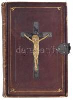 cca 1820 Kézzel írt német nyelvű imakönyv, dekoratív aranyozott. .réz korpusszal díszített egészbőr ...