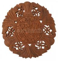 Faragott fa kisasztal, szék, szétszedhető d: 31 cm