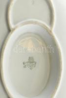 Zsolnay virágmintás szószos tál, porcelán, kopott, jelzett, 21x13x8,5cm