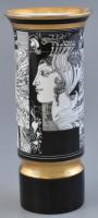 Hollóházi Szász Endre által tervezett mintával díszített porcelán váza, matricás, jelzett, kis kopásnyomokkal, m: 25,5 cm
