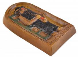 Zákány Eszter: Wágner Úr. Színes mázakkal festett kerámia fali plasztika. Oldalán apró csorba. Jelze...