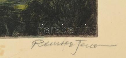 Remsey Jenő (1885-1970), 3 db rézkarc: Présházak. Rézkarc, papír. Jelzett. 19,5x29. + Magyar tanya. ...