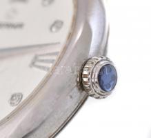 Eterna Eternity Quartz Diamond női karóra, bőr/vászon szíjjal, micro karcokkal. d: 34mm. Eredeti gyá...