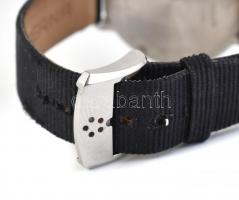 Eterna Eternity Quartz Diamond női karóra, bőr/vászon szíjjal, micro karcokkal. d: 34mm. Eredeti gyá...