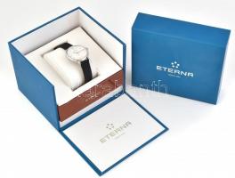 Eterna Eternity Quartz Diamond női karóra, bőr/vászon szíjjal, micro karcokkal. d: 34mm. Eredeti gyá...