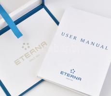 Eterna Eternity Quartz Diamond női karóra, bőr/vászon szíjjal, micro karcokkal. d: 34mm. Eredeti gyá...
