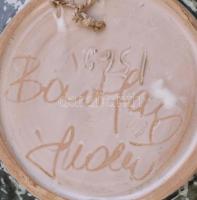 Bártfay Judit: Rákos tál. Színes mázakkal festett kerámia, jelzett, hibátlan. d: 21cm