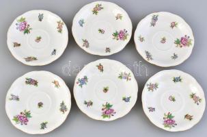 Herendi Eton mintás hat személyes mokkás készlet. Kézzel festett, jelzett, erősen sérült, ragasztott...