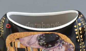 Gustav Klimt Collection dekoratív díszváza eredeti dobozában. Porcelán, matricás A csók című festmén...