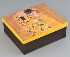 Gustav Klimt Collection dekoratív díszváza eredeti dobozában. Porcelán, matricás A csók című festmén...