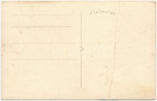 1940 Szászrégen, Reghinul Sasesc, Reghin; bevonuláskori utca, templomok, üzletek, náci szwasztika zá...