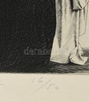 Rékassy Csaba (1937-1989): Dudamuzsika. Rézmetszet, papír. Jelzett. Számozott (16/50). Az 1981-ben, ...