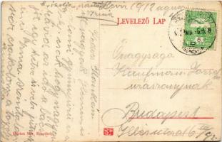 1912 Hévíz-gyógyfürdő, utca automobilokkal, Marton Móricz üzlete és saját kiadása