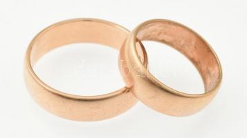 Arany (Au) Jegygyűrű pár. méret: 54 és 67. Jelzett, 14k, nettó: 13g