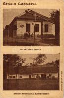 1931 Cakóháza, Állami elemi iskola, Hangya Fogyasztási Szövetkezet üzlete. Parcsami József felvételei (EK)