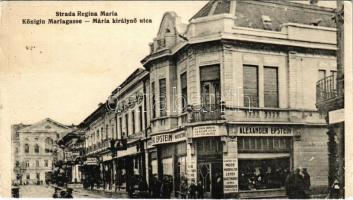 1926 Lugos, Lugoj; Mária királynő utca, Alexander Epstein áruháza a kék csillaghoz, üzletek. Firmei Auspitz kiadása / street, shops / Strada Regina Maria (EK)