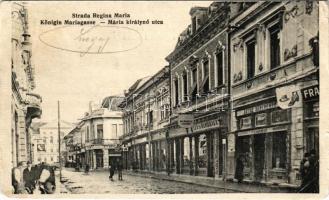 1923 Lugos, Lugoj; Mária királynő utca, Anton Haberehrn, Lex si Dumbrava és Alexander Epstein üzlete. Firmei Auspitz kiadása / street, shops / Strada Regina Maria (EB)