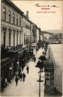 1911 Kolozsvár, Cluj; Mátyás király tér, Takarékbetétek, hirdetőoszlop / square, savings bank, advertising column
