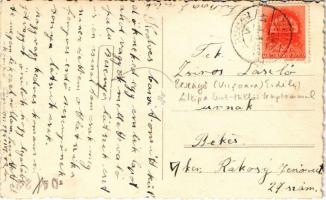 1941 Besenyő, Besineu, Viisoara; látkép a templommal Szeretetfalva (Saratel) felől fotózva. színezet...