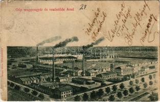 1902 Arad, Gép waggongyár és vasöntöde. Rózsa Géza tulajdona / machine factory and iron foundry (Rb)