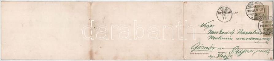 1905 Herkulesfürdő, Baile Herculane; 3 részes kinyitható panorámalap. Éberle Keresztély kiadása / 3-...