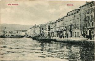 Trieste, Trst; Riva Pescatori / quay, steamship. D.K. Bp. 1906.-1274. (EK)