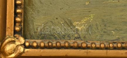 Berkes Antal (1874-1938): Tabán. Olaj, karton. Jelzett. 40x50cm. Dekoratív, sérült keretben