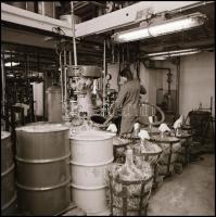 1979 Budapest, a Kőbányai Gyógyszergyárban készült fotóriport, publikálva a Brigádéletben, 11 db vin...