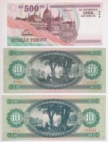 1969. 10Ft + 1975. 10Ft + 2006. 500Ft "EC" "50. évforduló 1956. október 23." T:I...