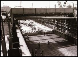 cca 1982-1983 Budapest, felszíni metróépítés, az Árpád-hídi állomás kialakítása, Váci út és környeze...